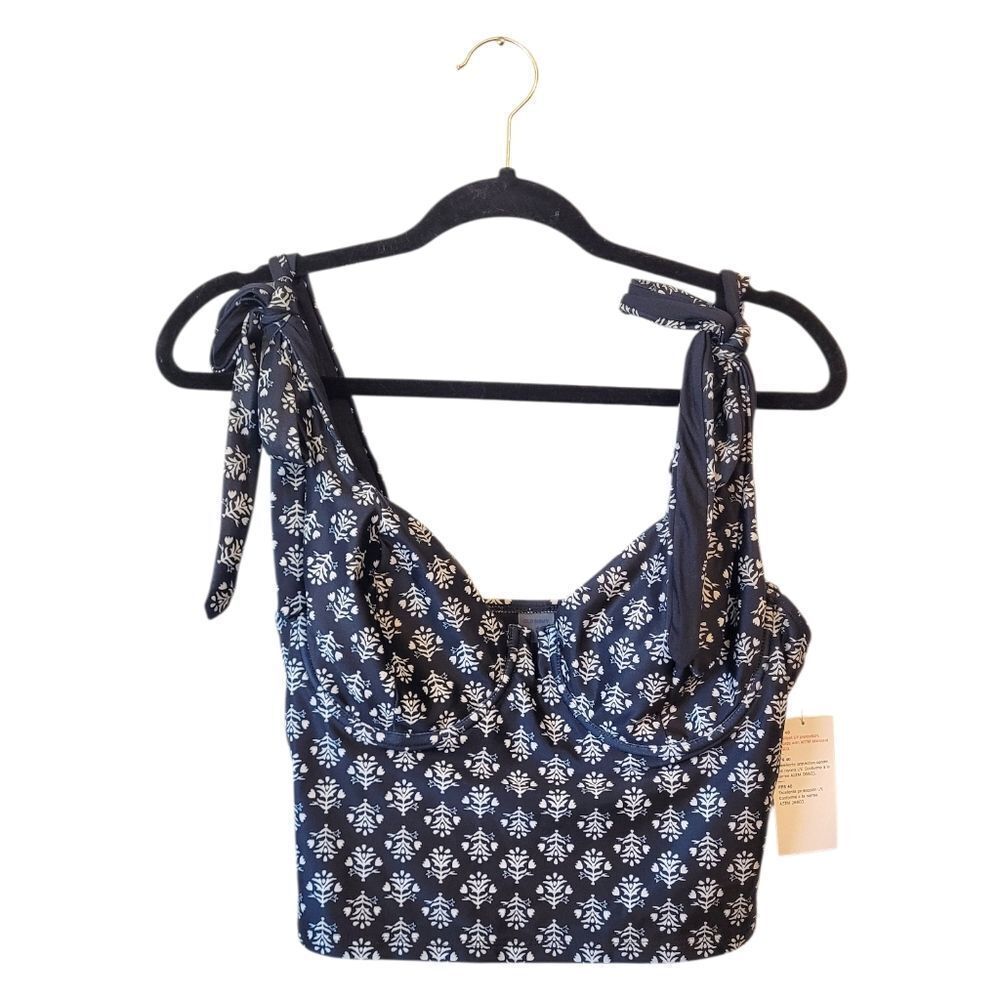 Old Navy Women's Black Floral Underwire Tankini Top Size L NWT